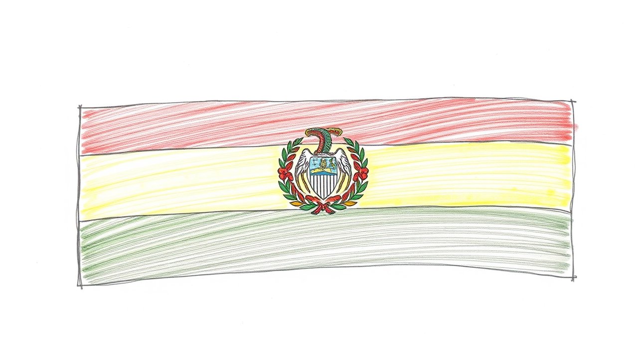 Flag of Bolivia 🇧🇴 in pencil sketch style