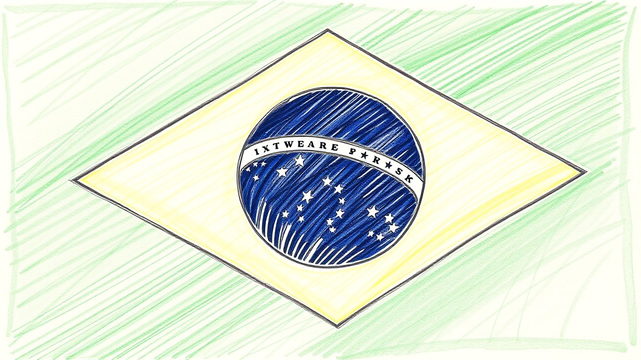 Flag of Brazil 🇧🇷 in pencil sketch style