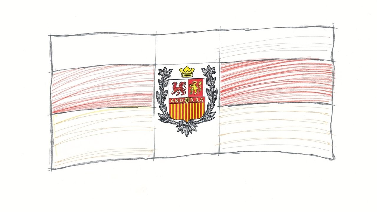 Flag of Andorra 🇦🇩 in pencil sketch style