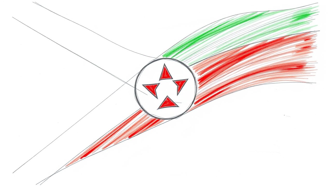 Flag of Burundi 🇧🇮 in pencil sketch style