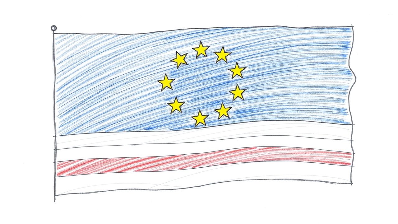 Flag of Cape Verde 🇨🇻 in pencil sketch style