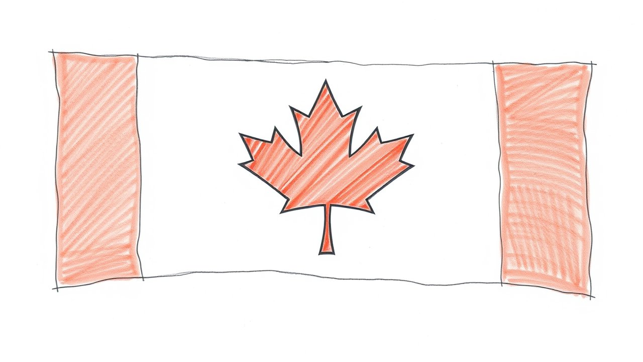 Flag of Canada 🇨🇦 in pencil sketch style