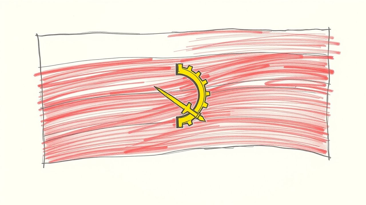 Flag of Angola 🇦🇴 in pencil sketch style