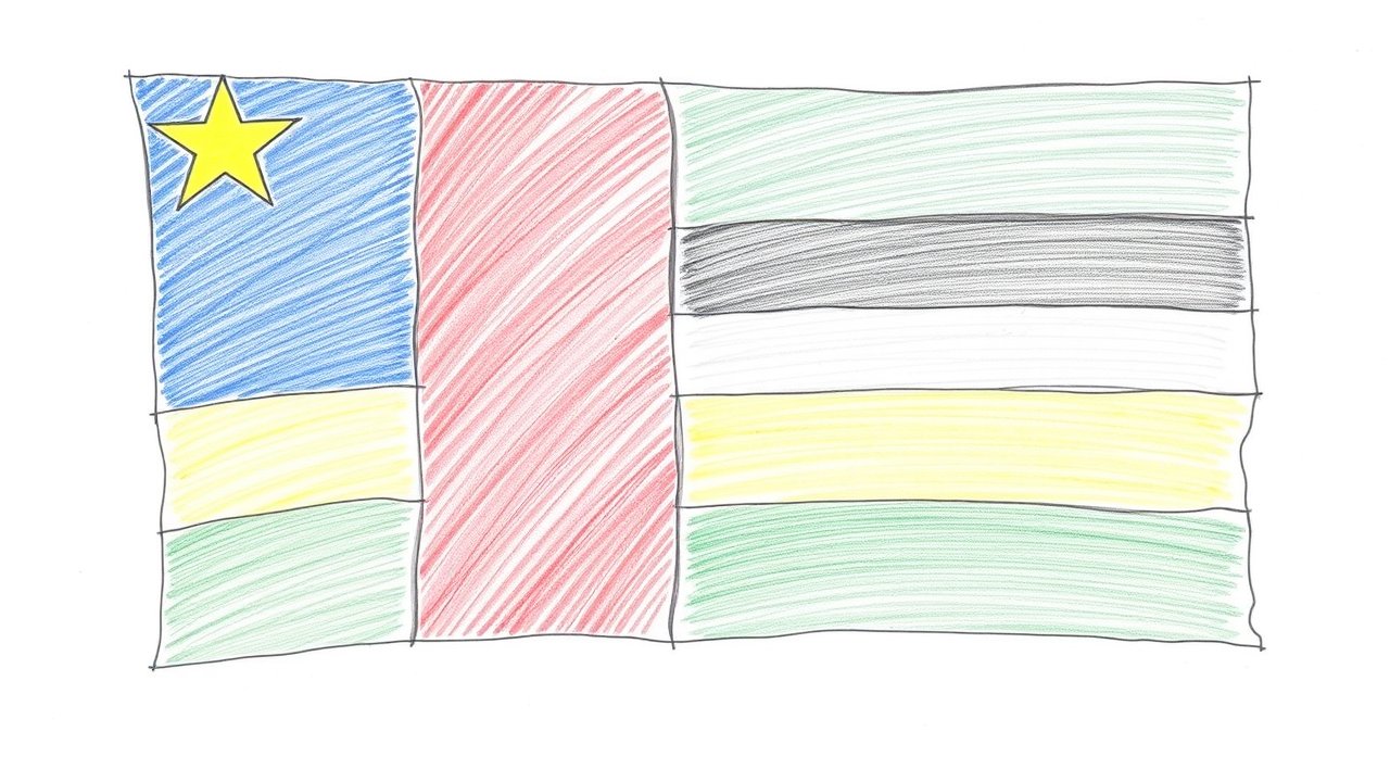 Flag of Central African Republic 🇨🇫 in pencil sketch style