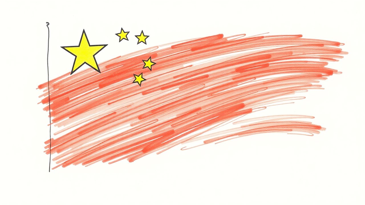 Flag of China 🇨🇳 in pencil sketch style