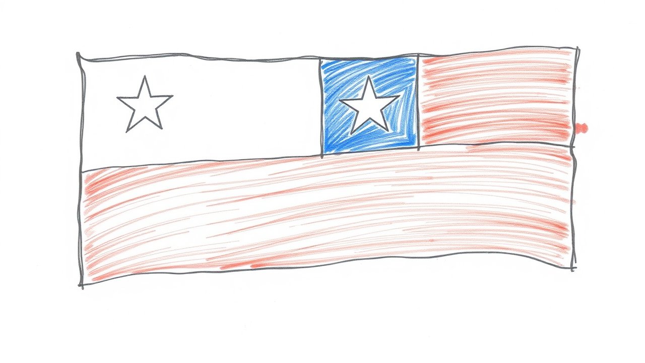 Flag of Chile 🇨🇱 in pencil sketch style