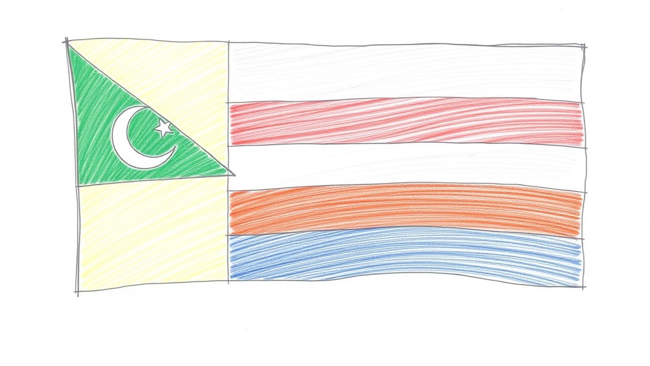 Flag of Comoros 🇰🇲 in pencil sketch style