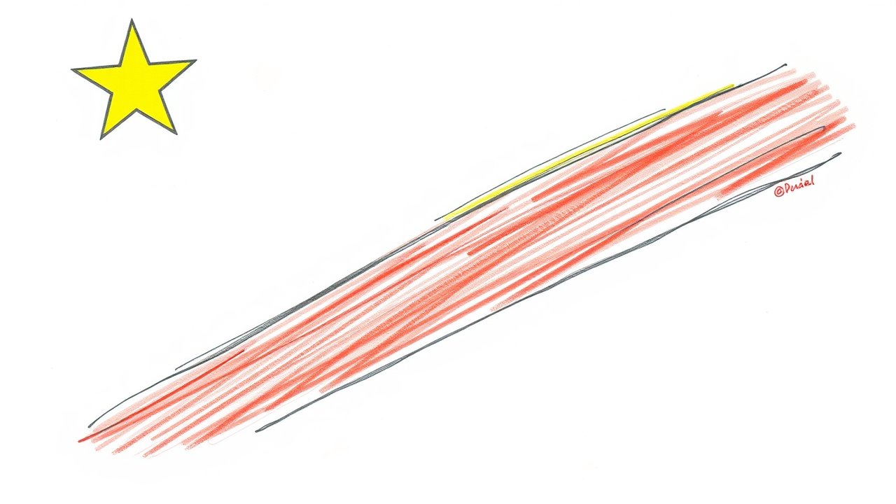 Flag of Democratic Republic of the Congo 🇨🇩 in pencil sketch style