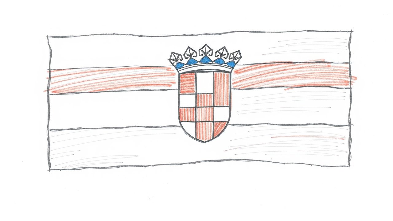Flag of Croatia 🇭🇷 in pencil sketch style