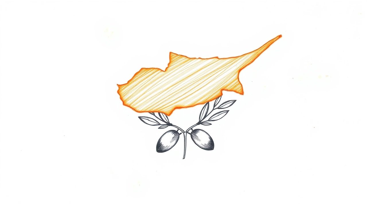 Flag of Cyprus 🇨🇾 in pencil sketch style