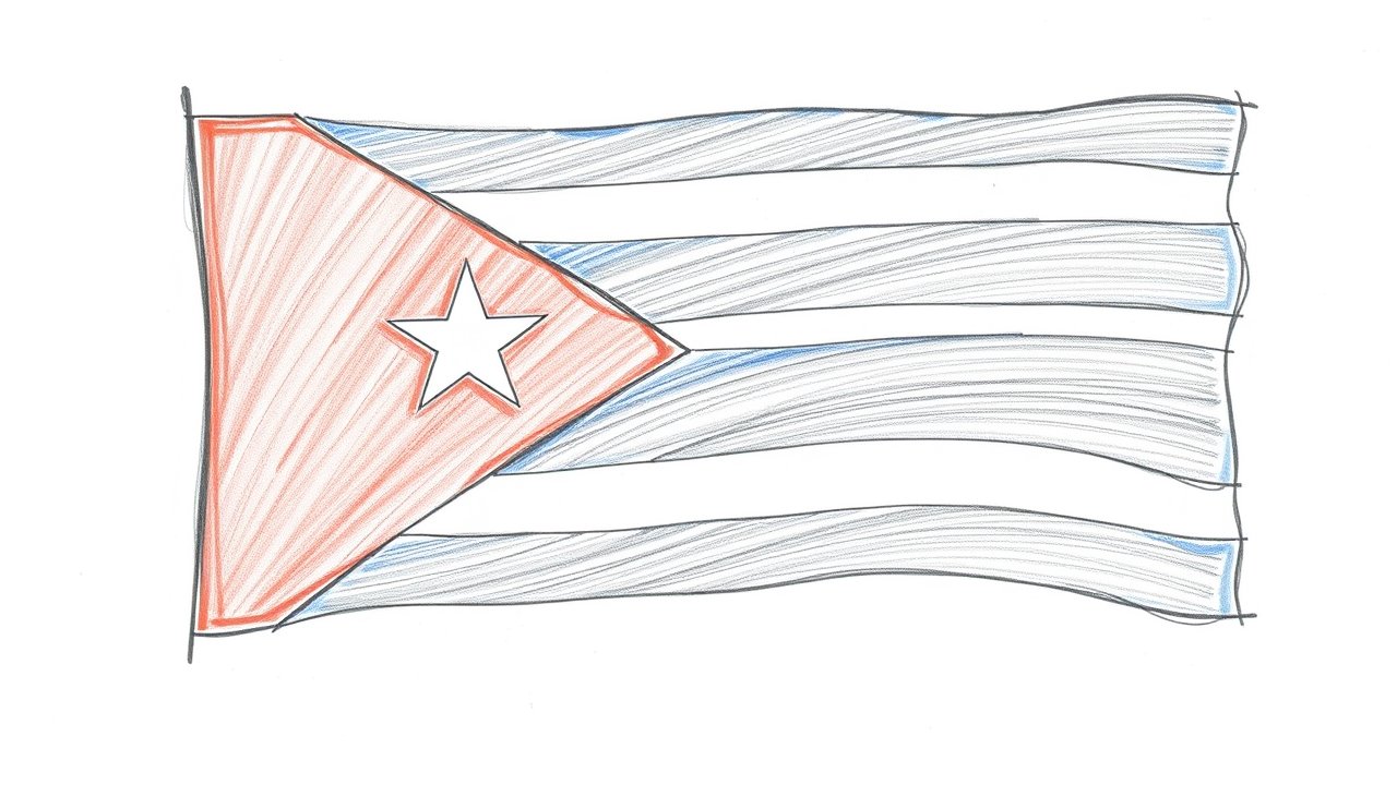 Flag of Cuba 🇨🇺 in pencil sketch style