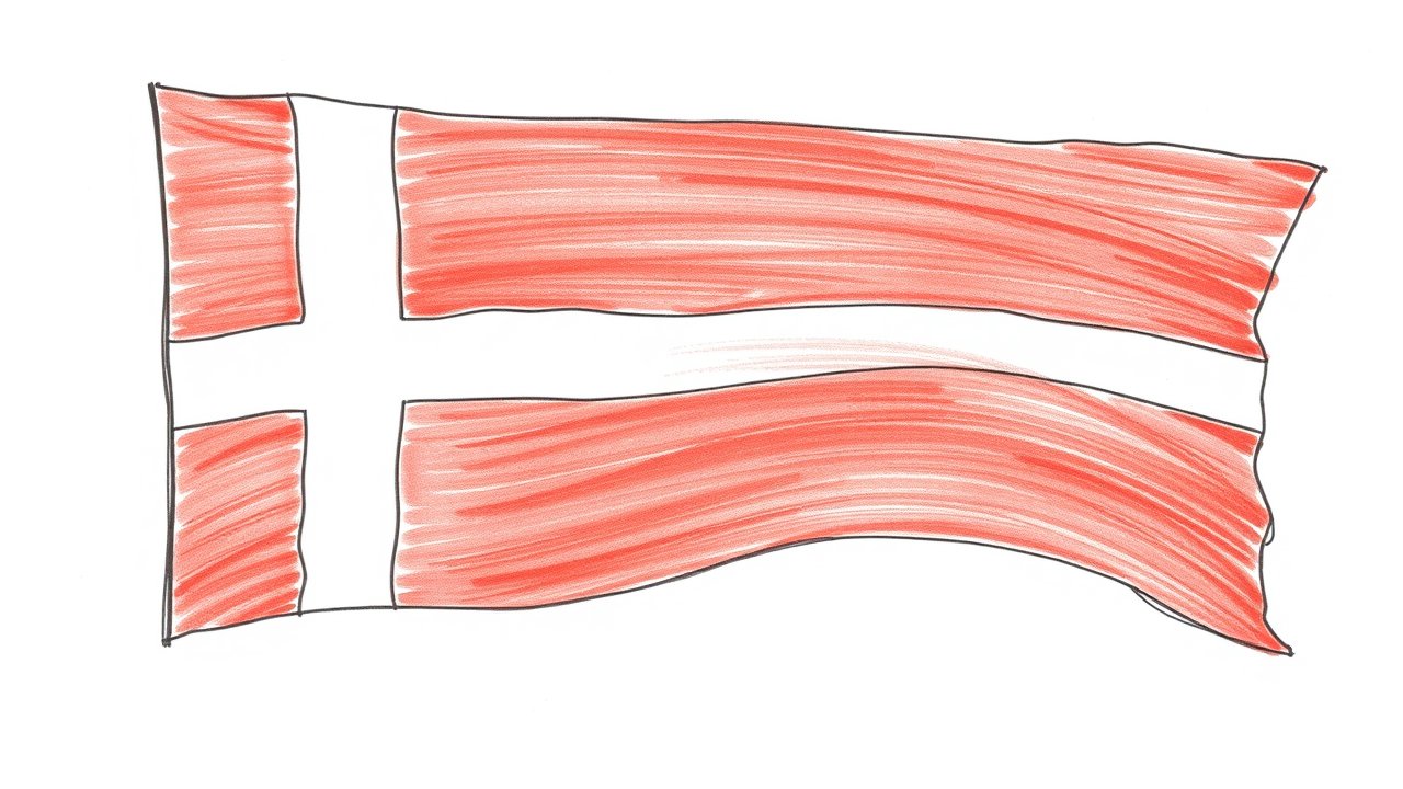Flag of Denmark 🇩🇰 in pencil sketch style