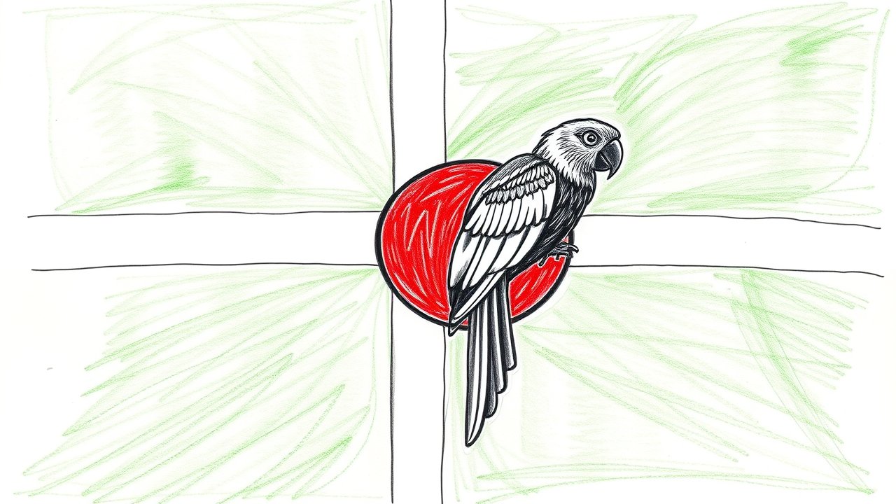 Flag of Dominica 🇩🇲 in pencil sketch style