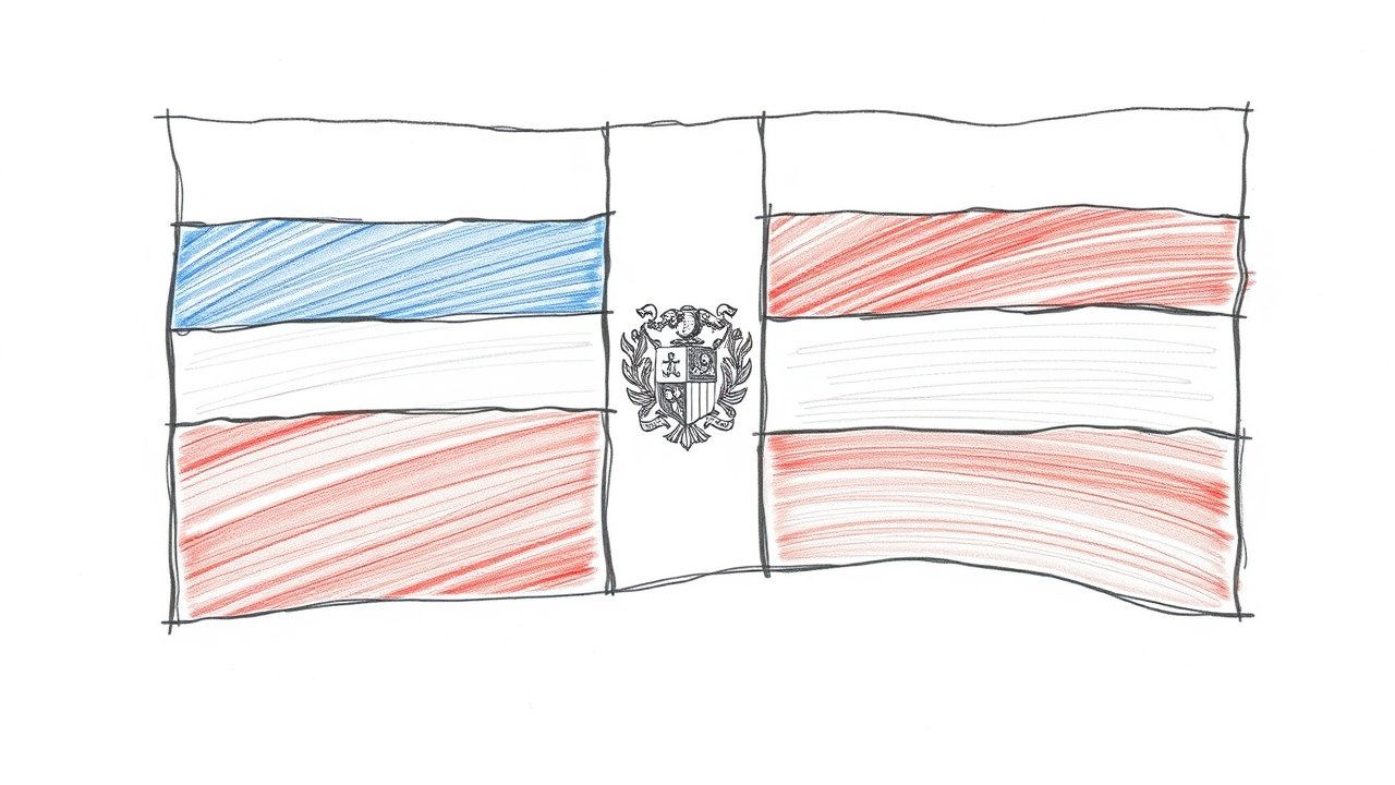 Flag of Dominican Republic 🇩🇴 in pencil sketch style