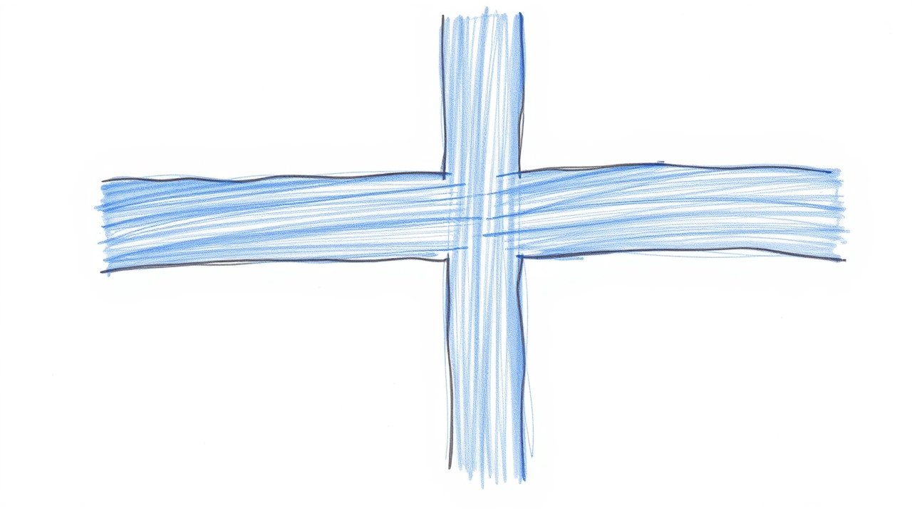 Flag of Finland 🇫🇮 in pencil sketch style