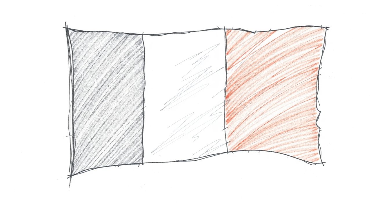 Flag of France 🇫🇷 in pencil sketch style