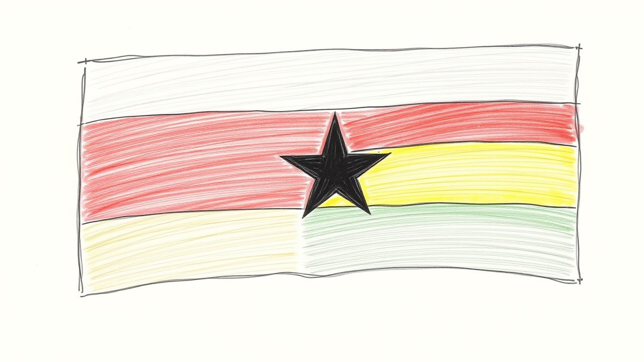 Flag of Ghana 🇬🇭 in pencil sketch style