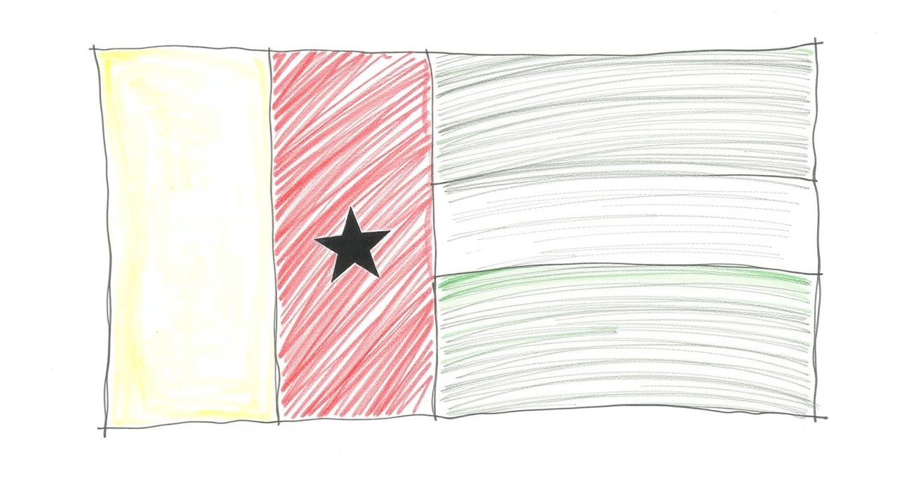 Flag of Guinea-Bissau 🇬🇼 in pencil sketch style