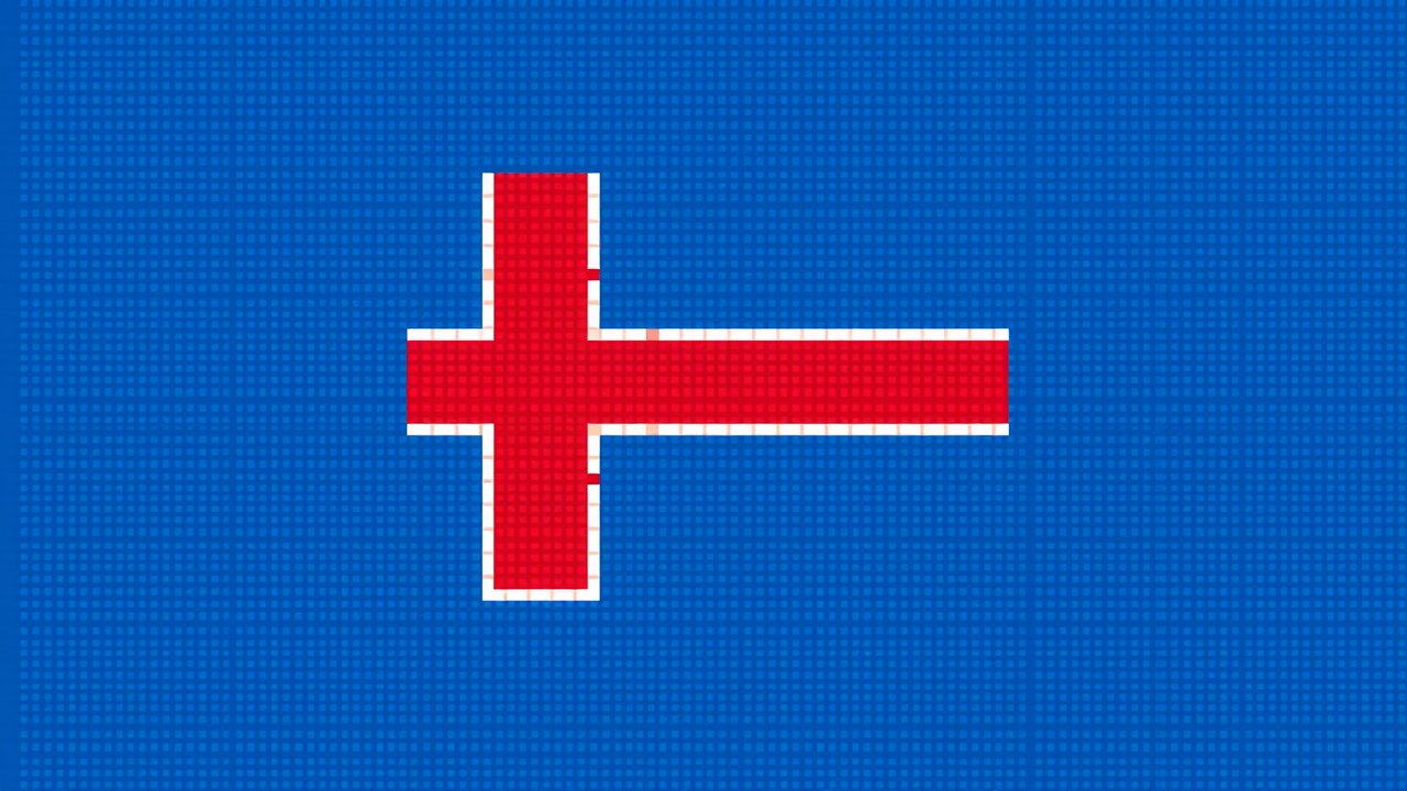 Flag of Iceland 🇮🇸 in pixel art style