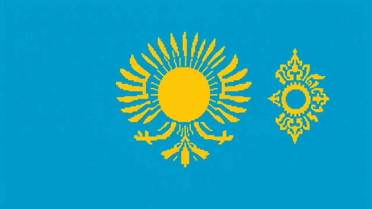 Flag of Kazakhstan 🇰🇿 in pixel art style