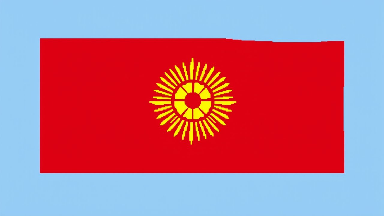 Flag of Kyrgyzstan 🇰🇬 in pixel art style