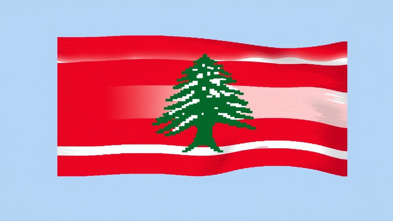 Flag of Lebanon 🇱🇧 in pixel art style