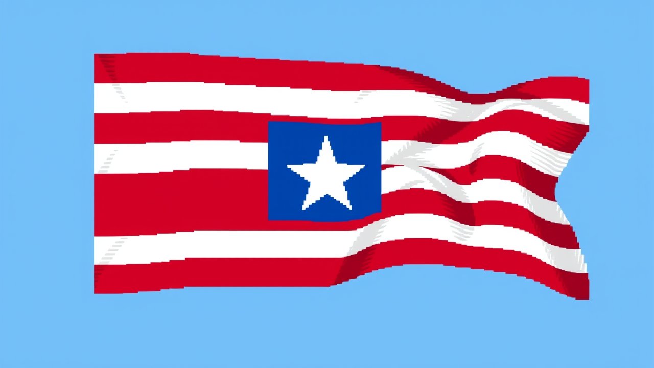 Flag of Liberia 🇱🇷 in pixel art style