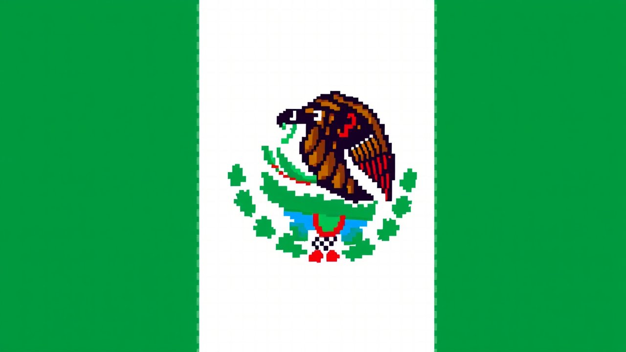 Flag of Mexico 🇲🇽 in pixel art style