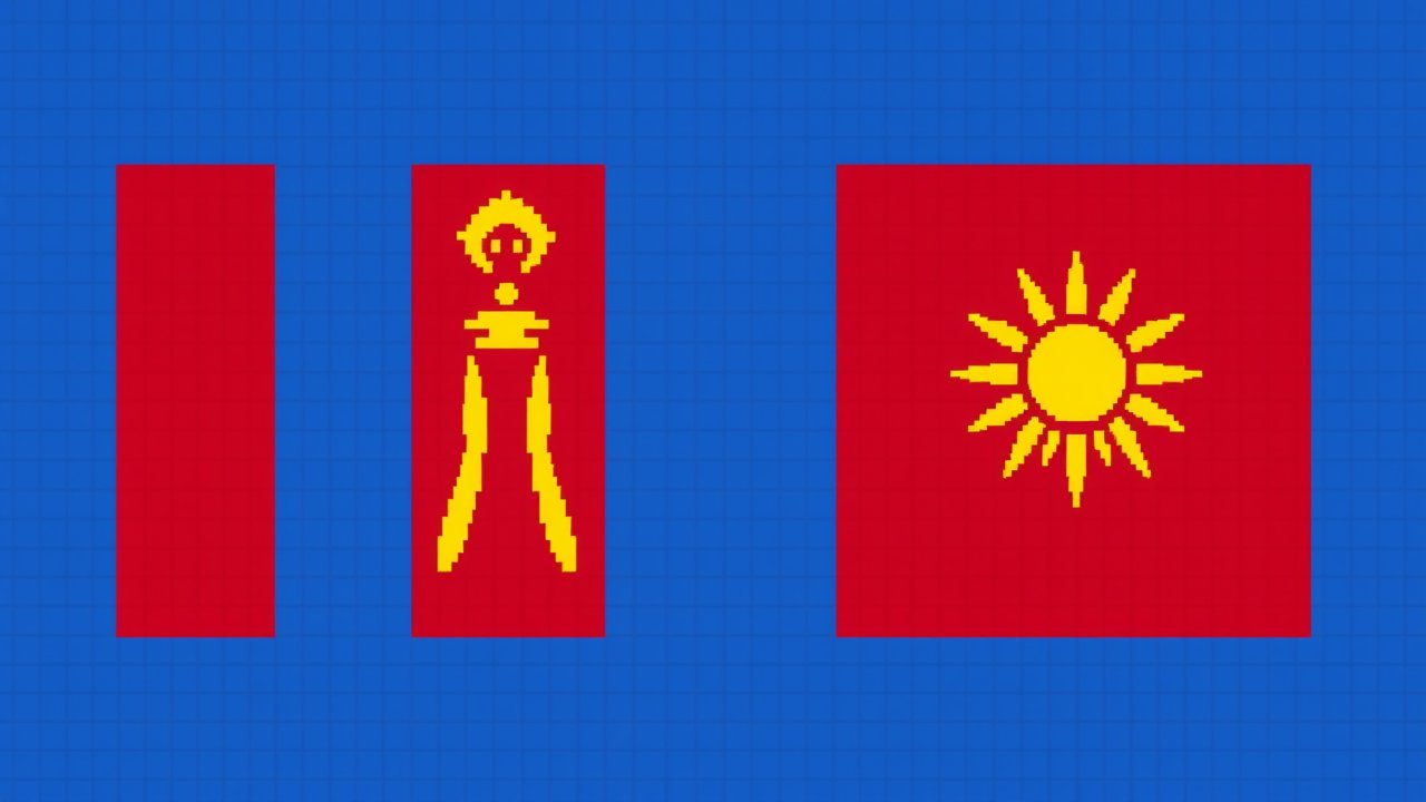 Flag of Mongolia 🇲🇳 in pixel art style