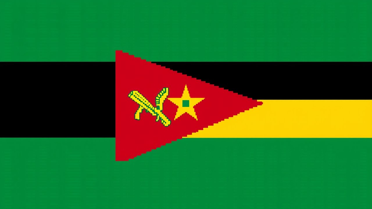 Flag of Mozambique 🇲🇿 in pixel art style
