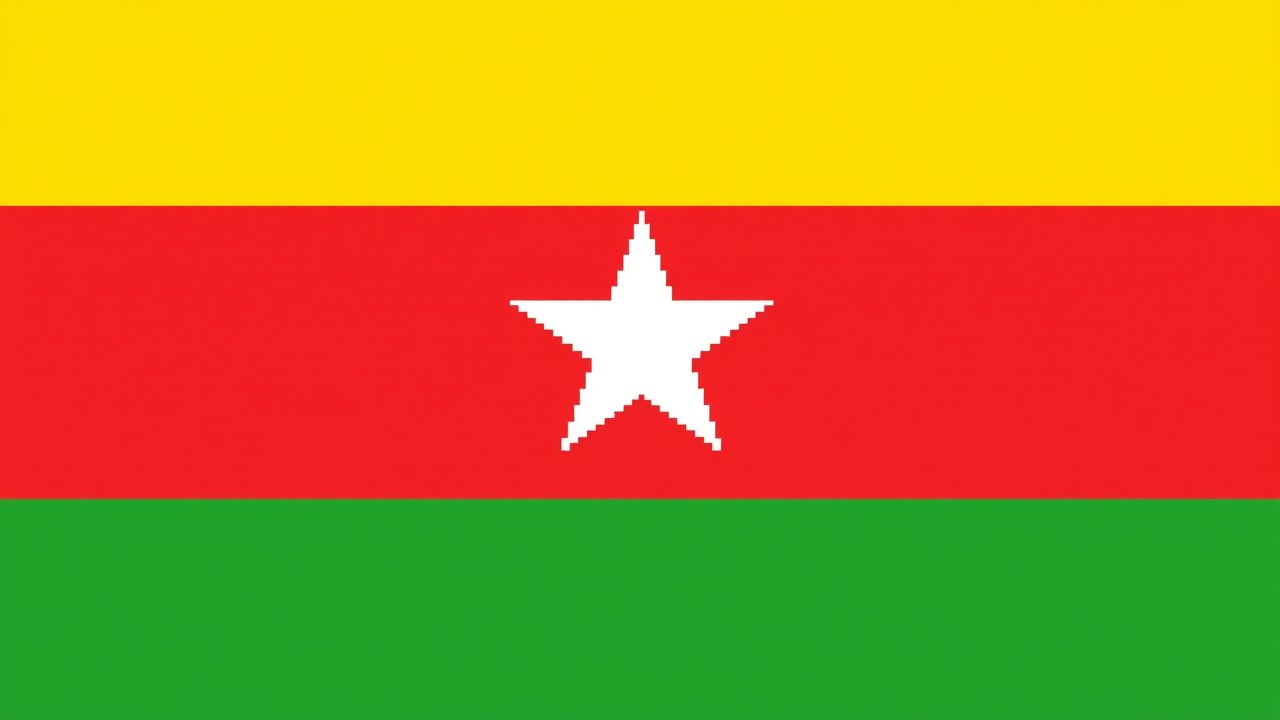 Flag of Myanmar (Burma) 🇲🇲 in pixel art style