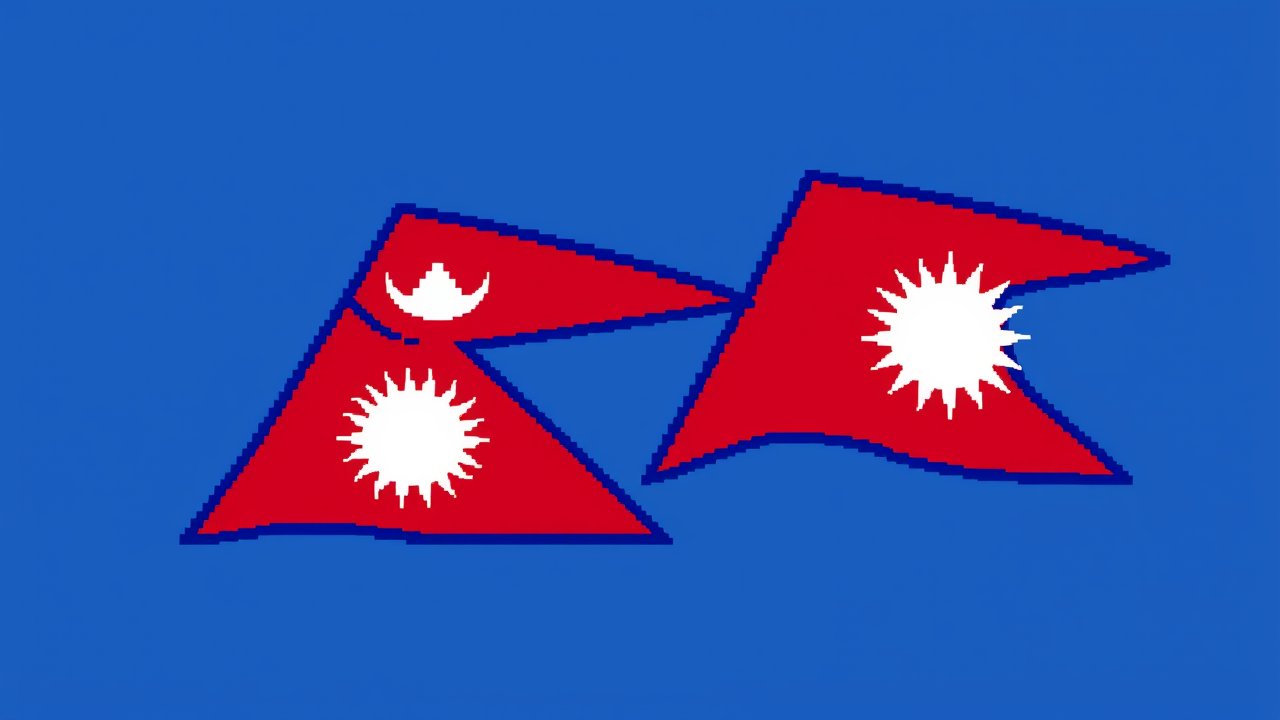 Flag of Nepal 🇳🇵 in pixel art style