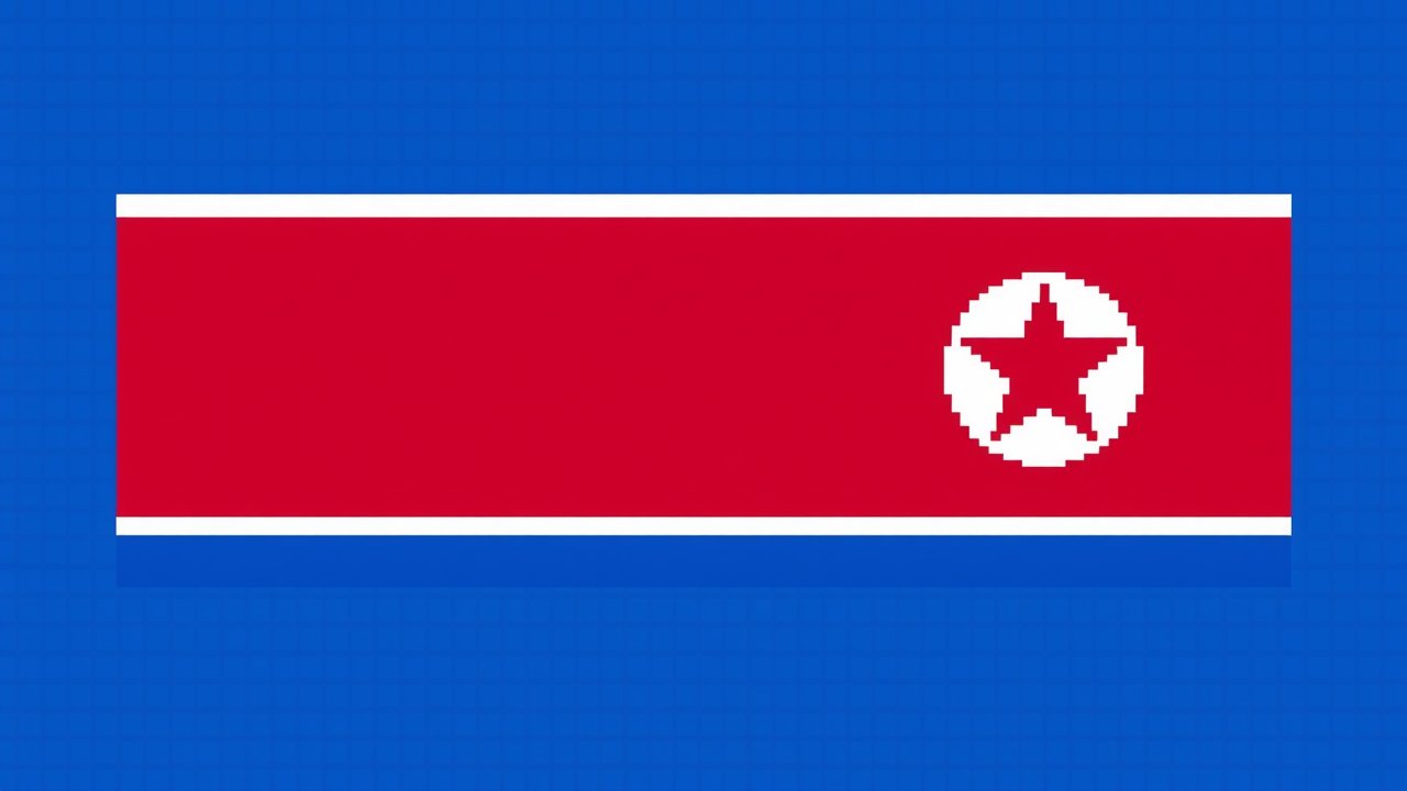 Flag of North Korea 🇰🇵 in pixel art style