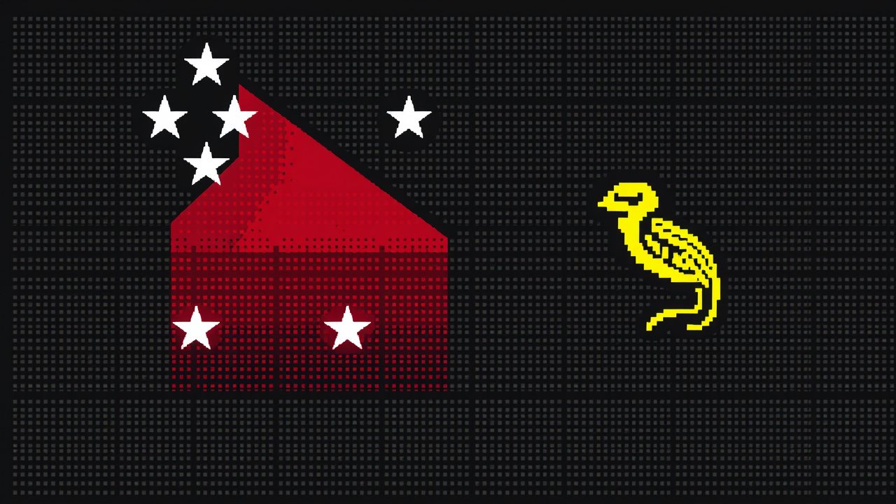Flag of Papua New Guinea 🇵🇬 in pixel art style