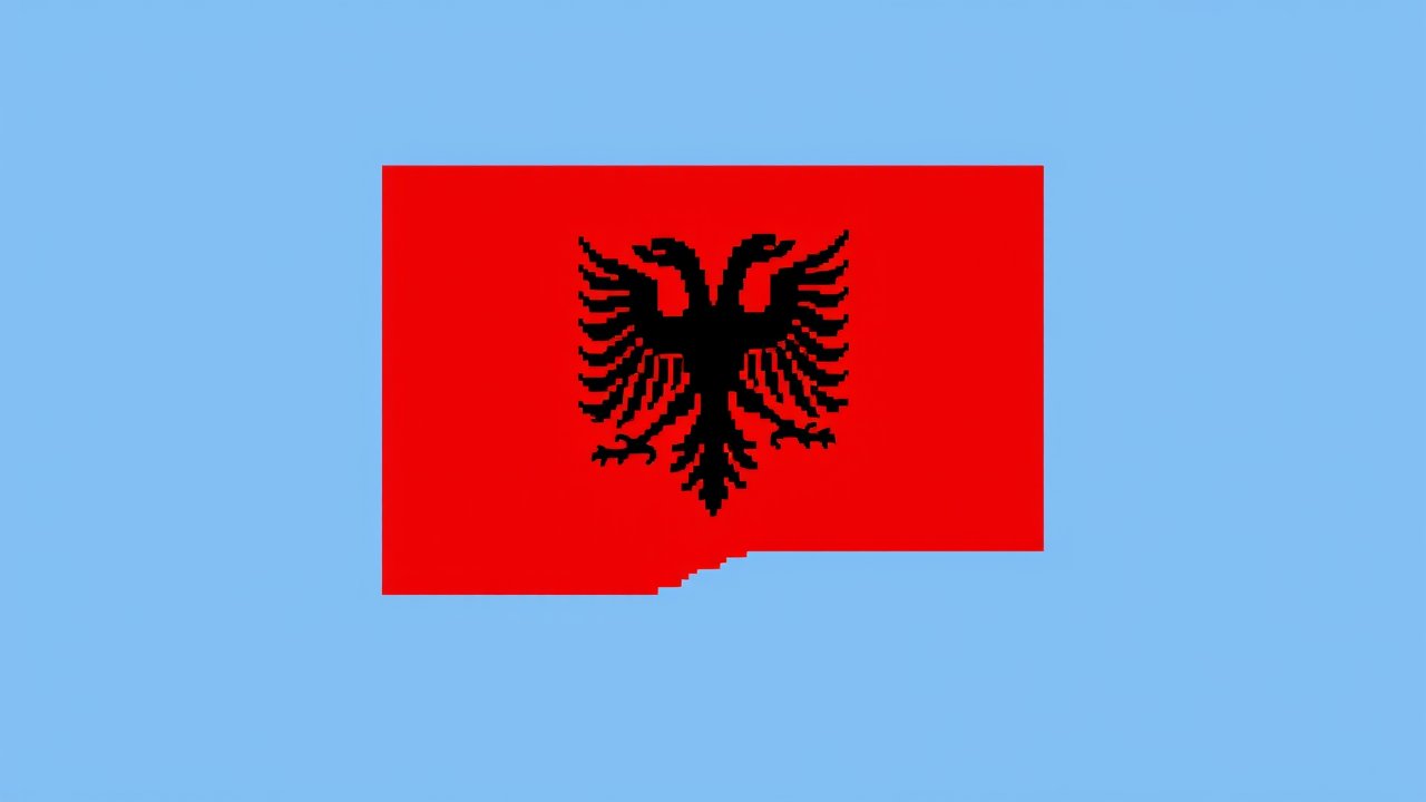 Flag of Albania 🇦🇱 in pixel art style
