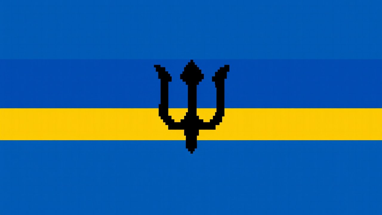 Flag of Barbados 🇧🇧 in pixel art style