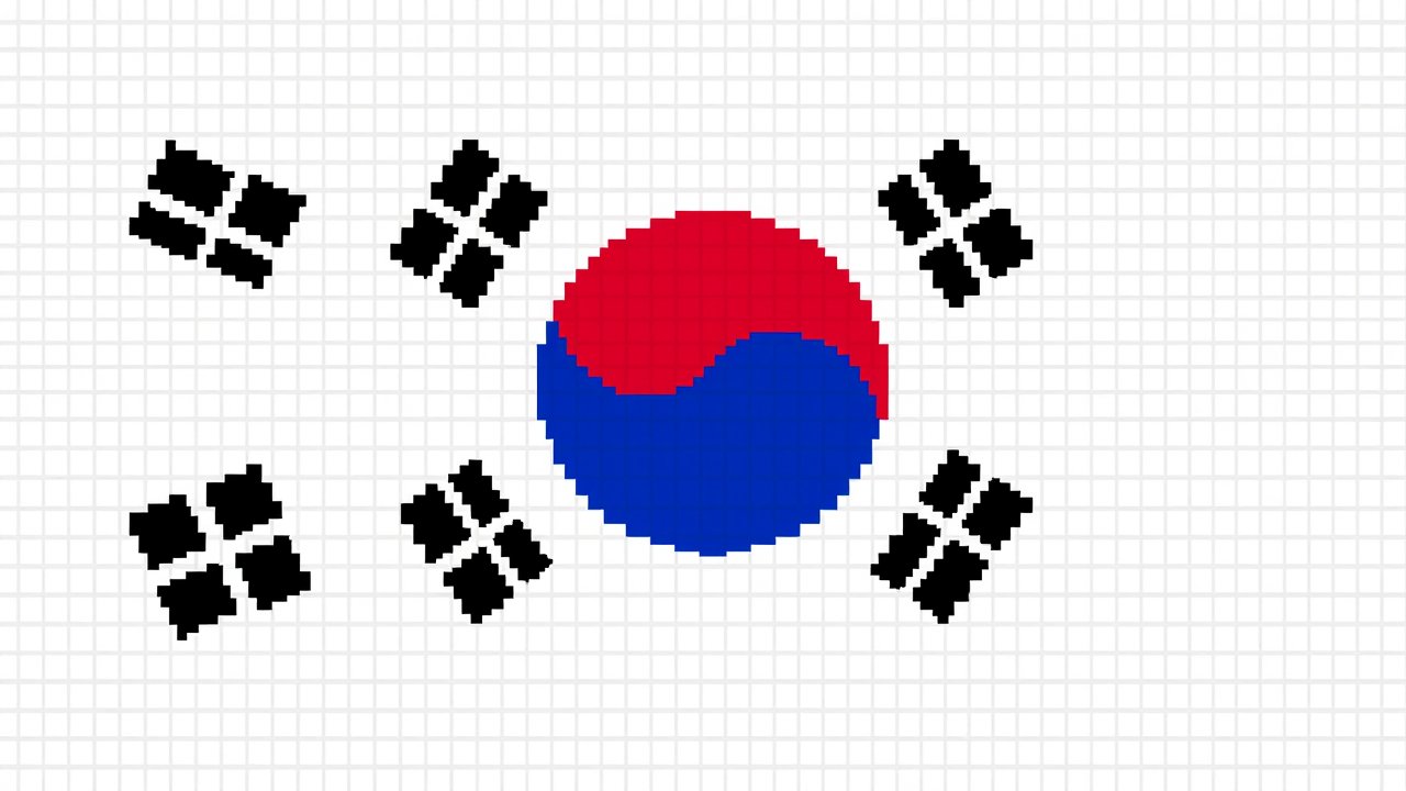 Flag of South Korea 🇰🇷 in pixel art style