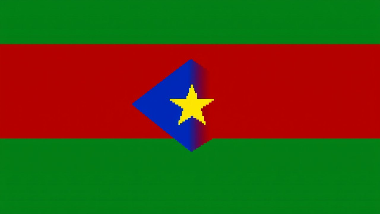 Flag of South Sudan 🇸🇸 in pixel art style