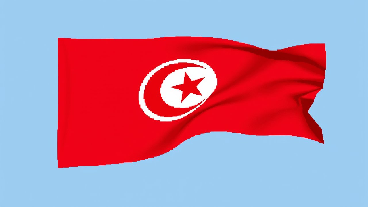 Flag of Tunisia 🇹🇳 in pixel art style