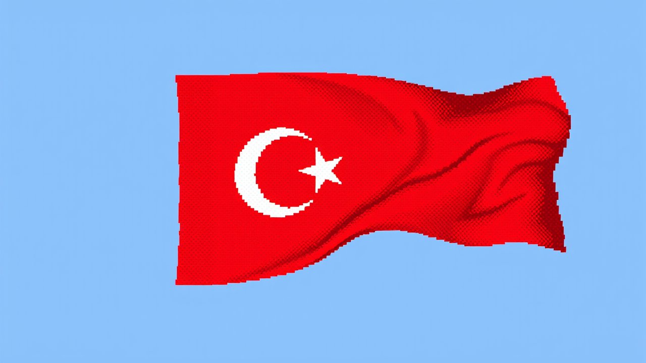 Flag of Turkey 🇹🇷 in pixel art style