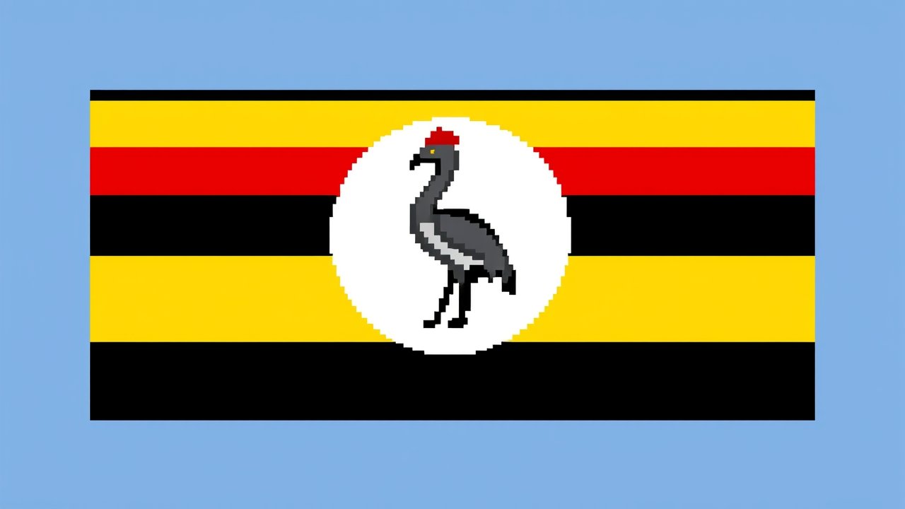 Flag of Uganda 🇺🇬 in pixel art style