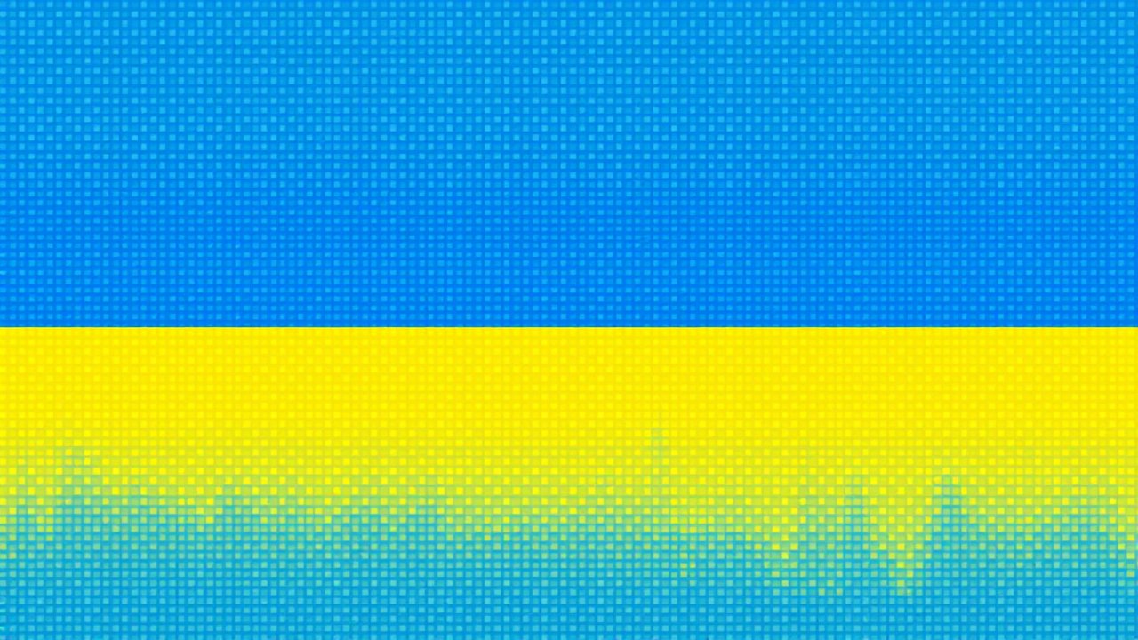 Flag of Ukraine 🇺🇦 in pixel art style