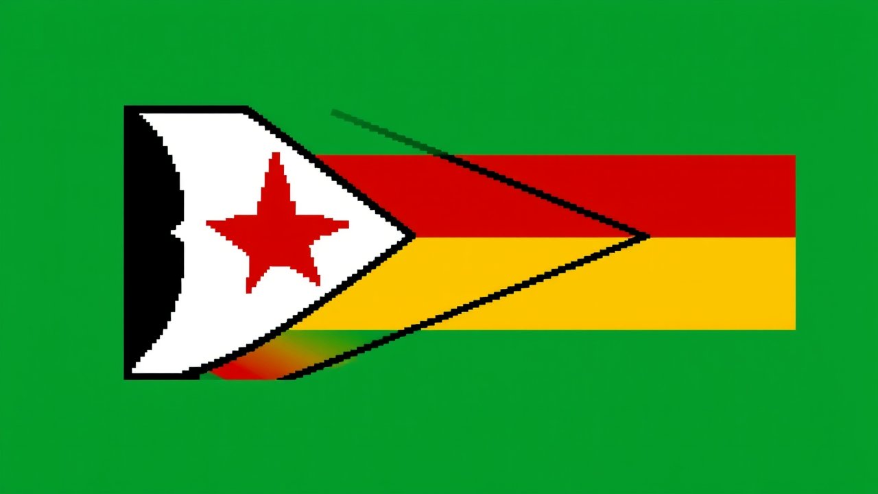 Flag of Zimbabwe 🇿🇼 in pixel art style