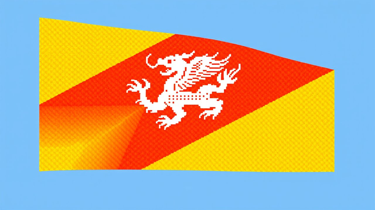 Flag of Bhutan 🇧🇹 in pixel art style