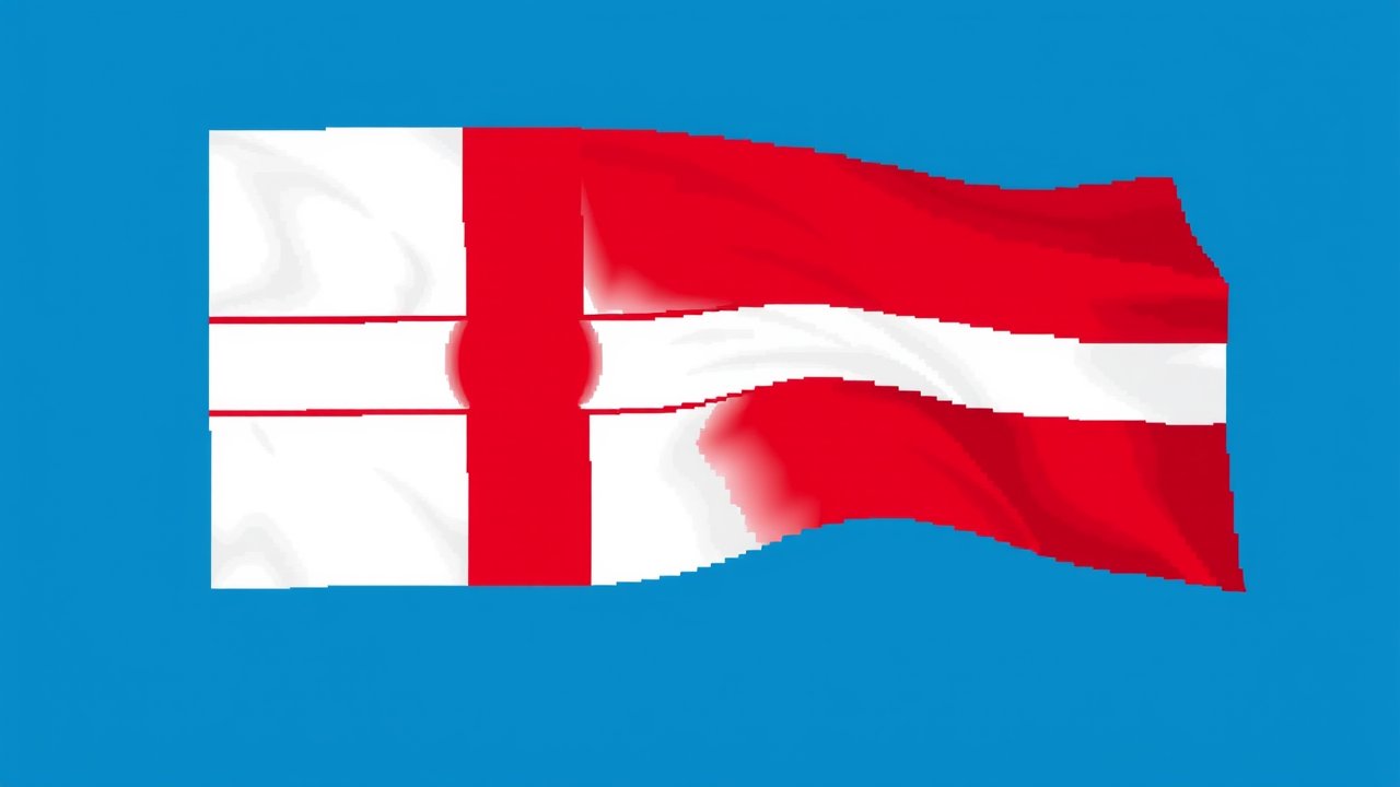 Flag of Greenland 🇬🇱 in pixel art style