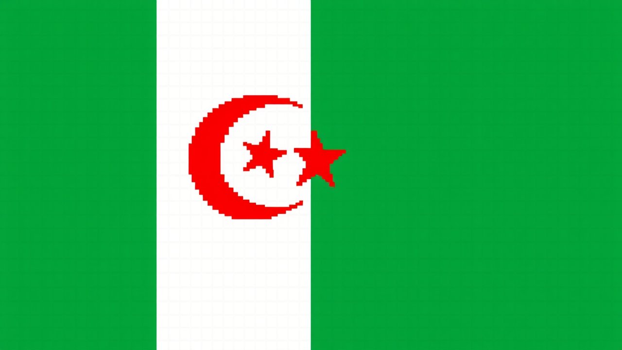 Flag of Algeria 🇩🇿 in pixel art style