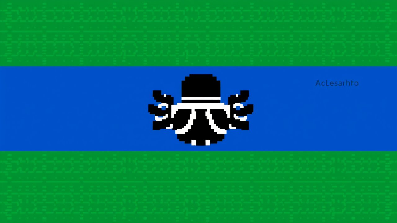 Flag of Lesotho 🇱🇸 in pixel art style