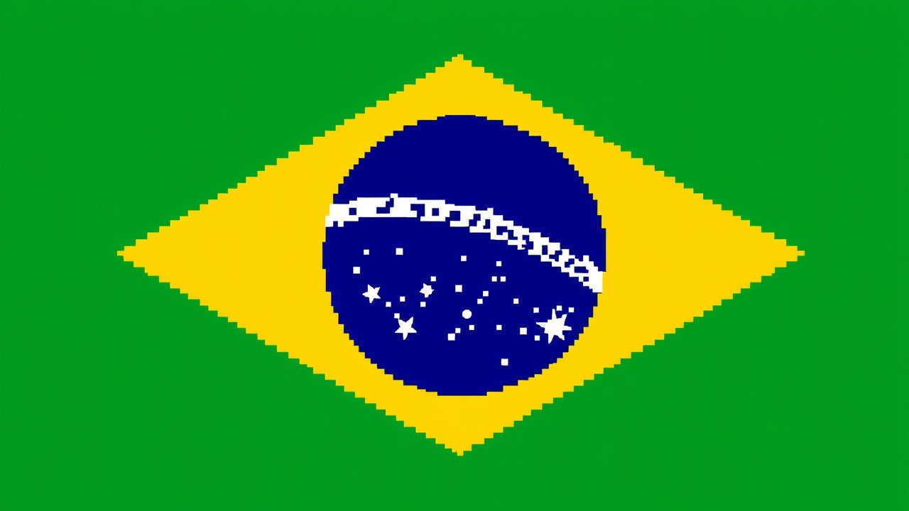 Flag of Brazil 🇧🇷 in pixel art style