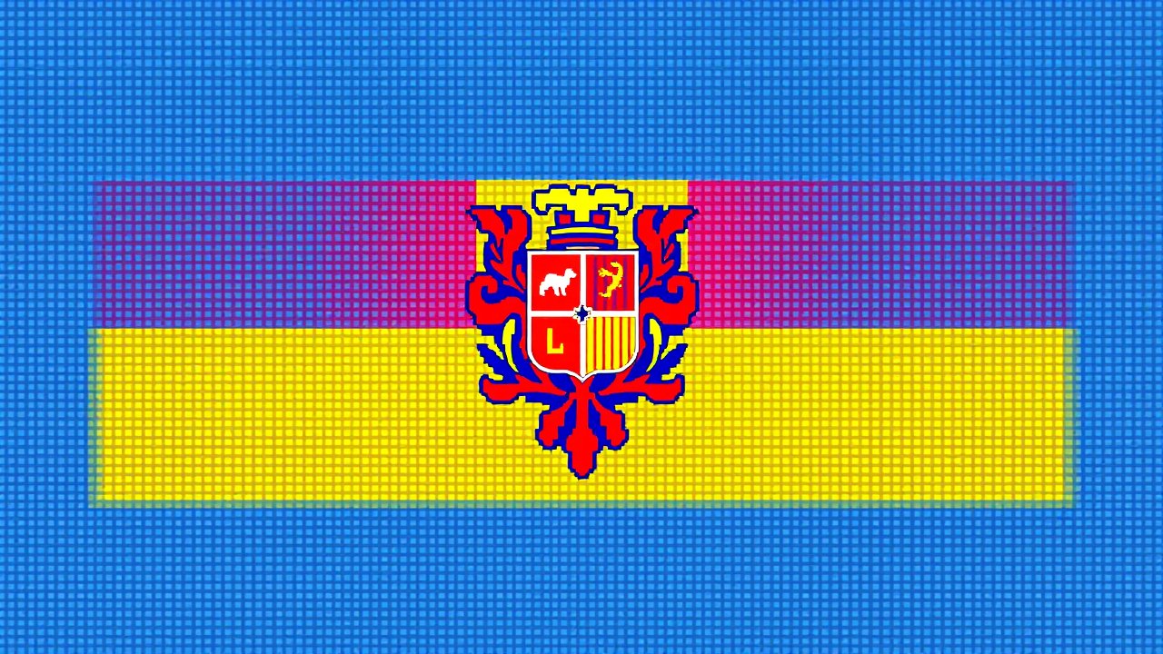 Flag of Andorra 🇦🇩 in pixel art style