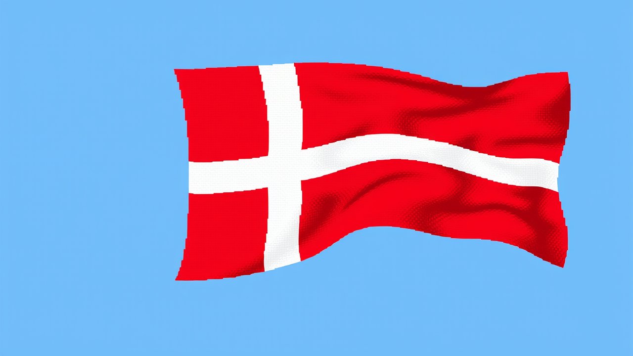 Flag of Denmark 🇩🇰 in pixel art style